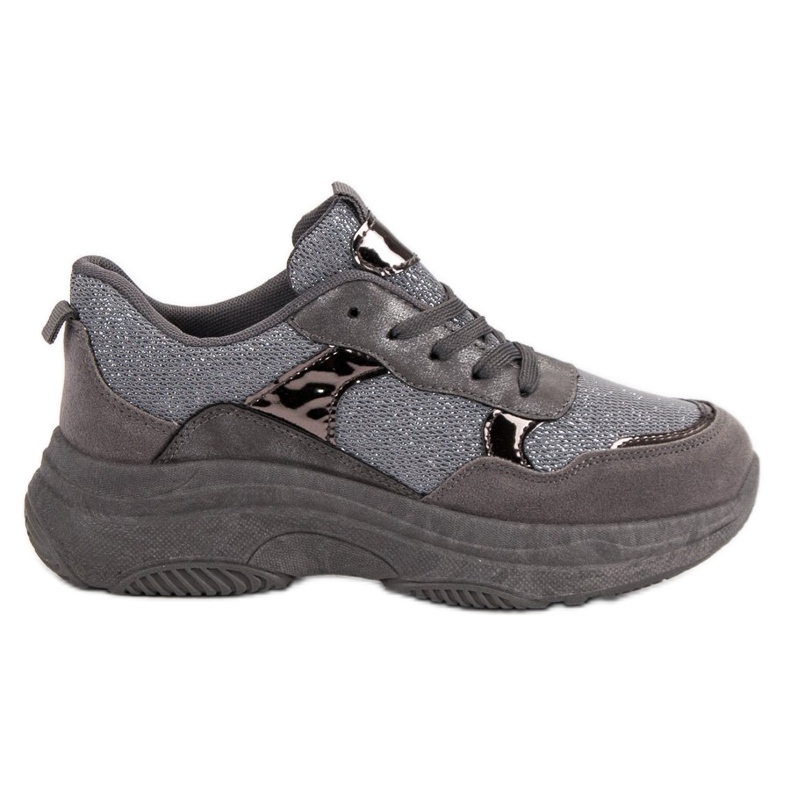 Zapatillas con purpurina en la plataforma gris