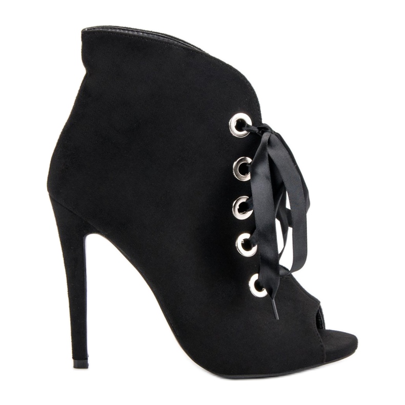 Bestelle Botas de punta abierta atadas negro