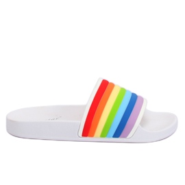 Pantuflas arcoíris blancas T325P Blanco multicolor