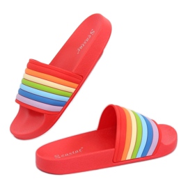 Pantuflas arcoíris rojas T325P Rojo multicolor