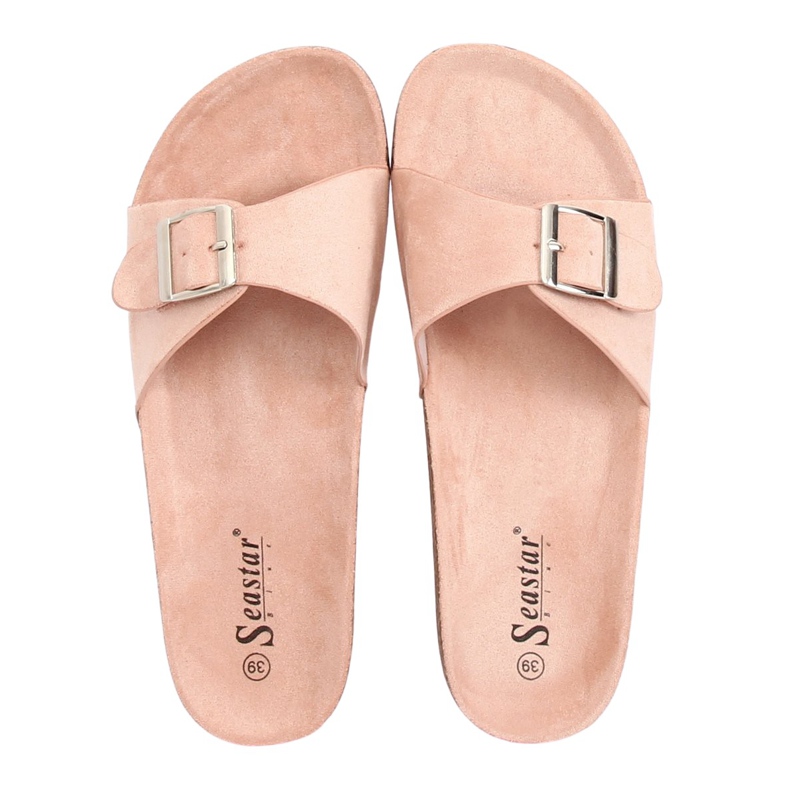 Pink CK61P Pantuflas de ante rosa rosado