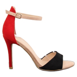Sandalias negras de tacón alto WD100P Negro rojo Sandalias negras de tacón alto WD100P Negro rojo