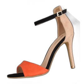 Sandalias de tacón WD100P Beige marrón multicolor