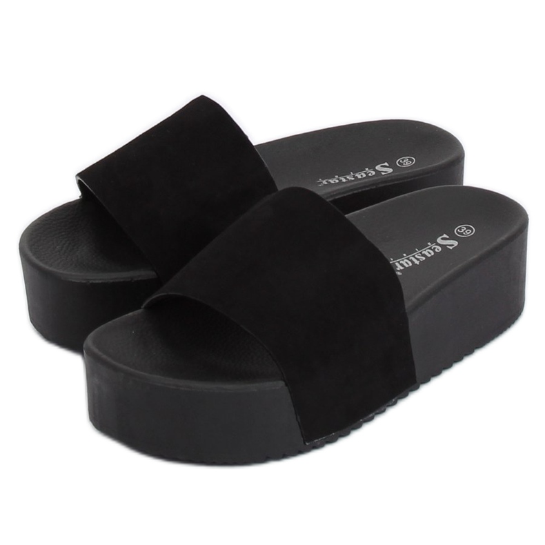 Black CK76P Pantuflas negras de suela alta negro