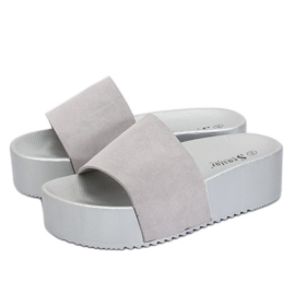 Gris CK76P Pantuflas de suela alta grises