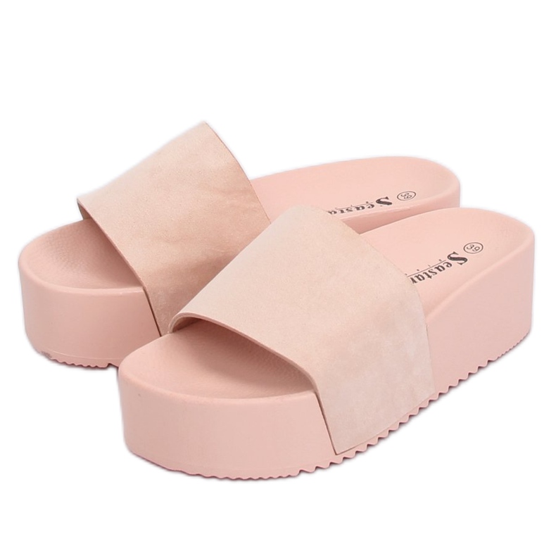 Pink CK76P Pantuflas rosa de suela alta rosado
