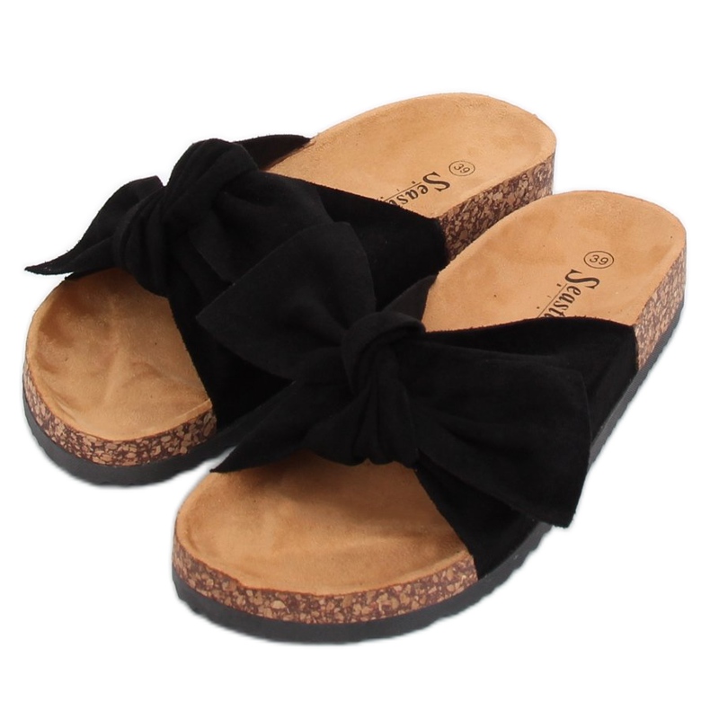 Negro ante negro CK02P Pantuflas negras