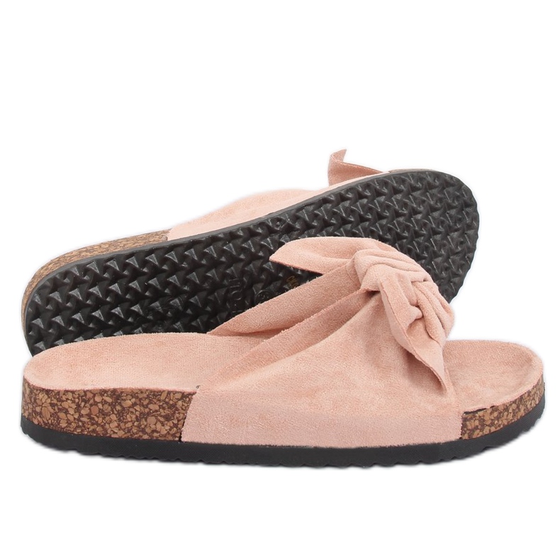Pink CK02P Pantuflas de ante rosa rosado