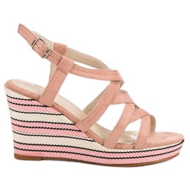 Kerline Sandalias de cuña de moda rosa