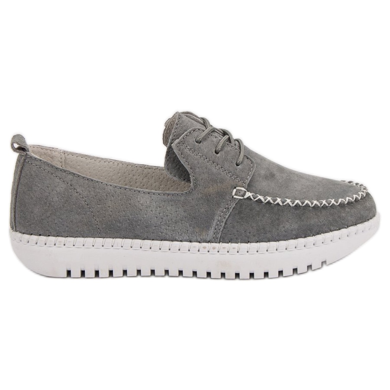 Filippo Mocasines de piel con cordones gris