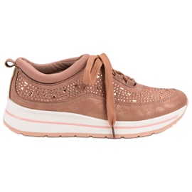 Calzado deportivo con cristales rosado