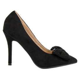 Laura Mode Tacones de ante con lazo negro