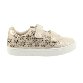 Calzado infantil flores American Club dorado