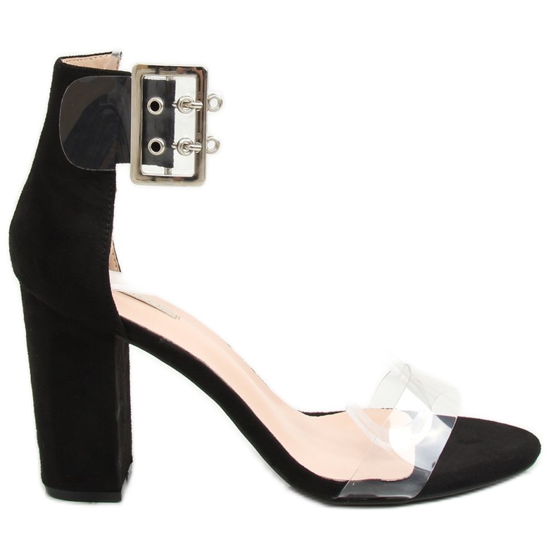 Sandalias con rayas transparentes negro B4-0218H Negro