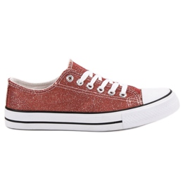 Zapatillas rojas con purpurina multicolor rojo
