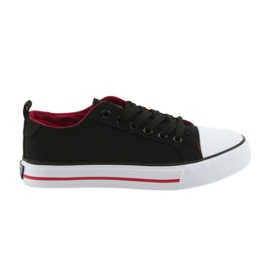 Zapatillas American Club negras con lazo negro rojo
