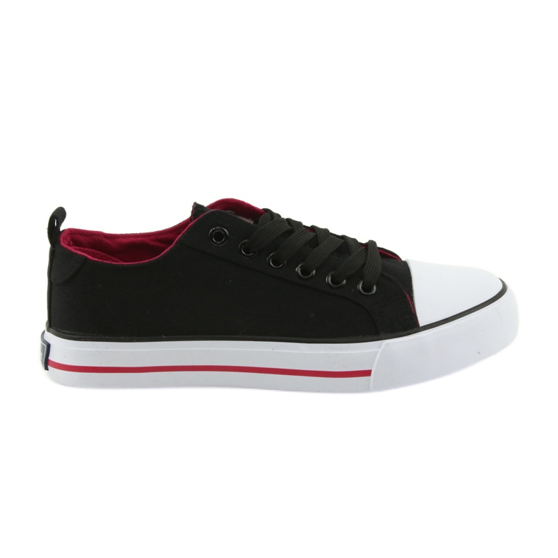 Zapatillas American Club negras con lazo negro rojo