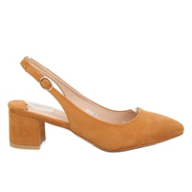 Zapatos de salón con tacón abierto camel S0-231 Camel marrón