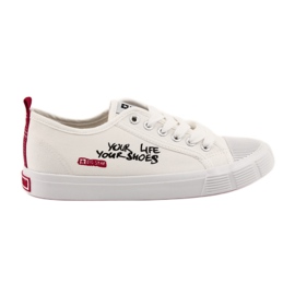 Zapatillas blancas Big Star 274825 atadas blanco rojo