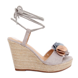 Sandalias grises con tacón de cuña YY27P Gris