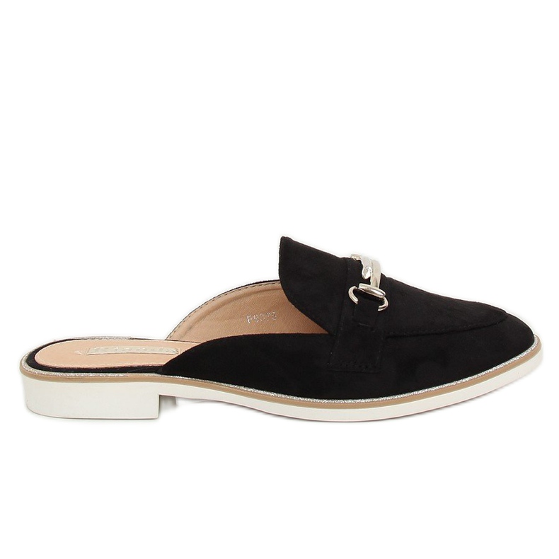 Black F9375 Pantuflas mocasines negros