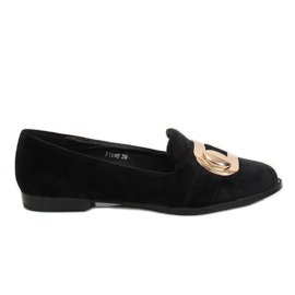 Mocasines de terciopelo negro F1048 Negro