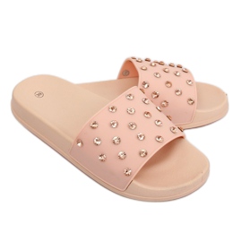 Pink CK67P Pantuflas rosas con piedras rosado