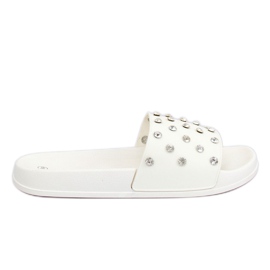 Blanco CK67P Zapatillas blancas con piedras