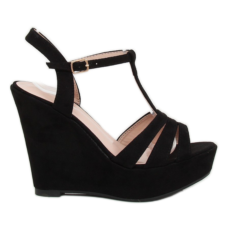Sandalias negras con cuña A208 Negro
