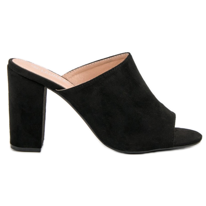 Laura Mode Zapatillas de gamuza en una barra negro