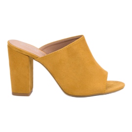 Laura Mode Zapatillas de gamuza en una barra amarillo