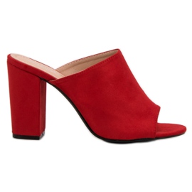 Laura Mode Zapatillas de gamuza en una barra rojo