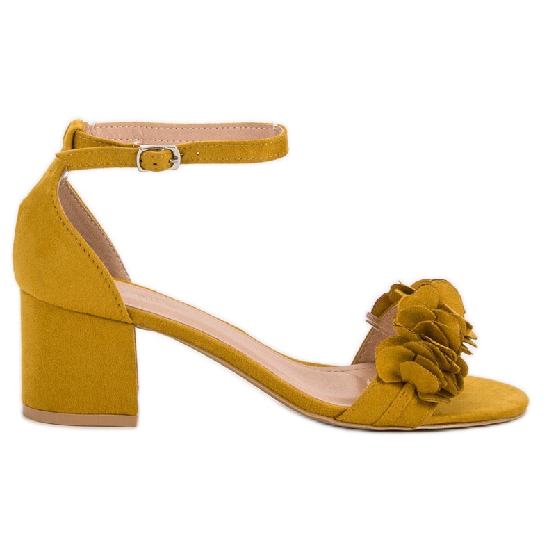 Nio Nio Sandalias de Ante con Flores amarillo Nio Nio Sandalias de Ante con Flores amarillo