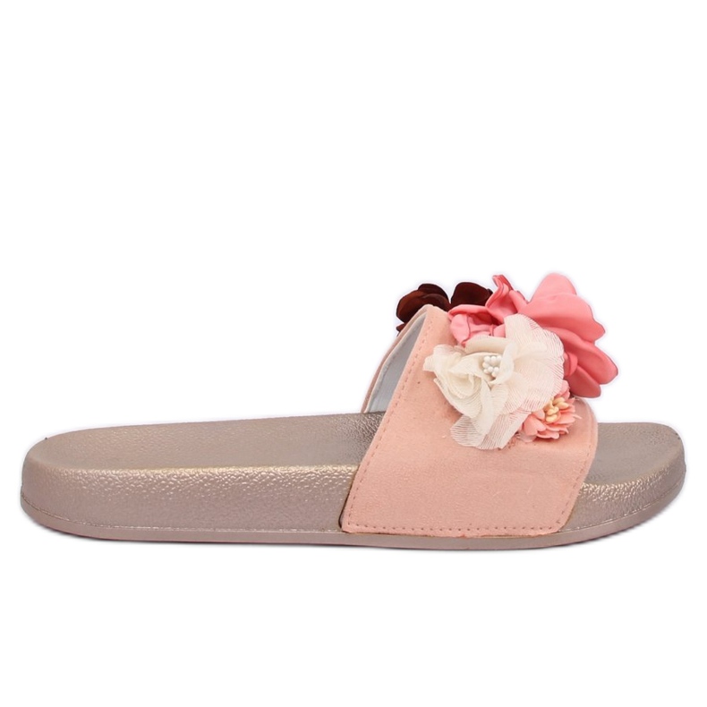 Zapatillas rosa BG19 Champagne con flores rosado