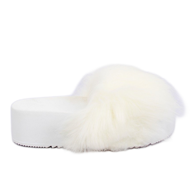 Blanco CK77P Pantuflas de piel blanca Blanco CK77P Pantuflas de piel blanca