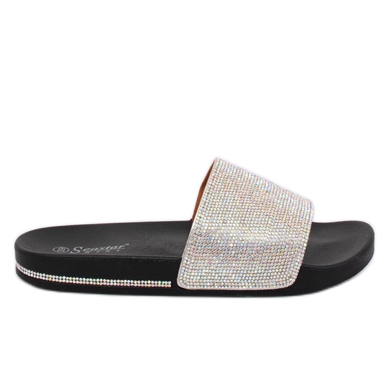 Negro BG21P Pantuflas negras con circonitas