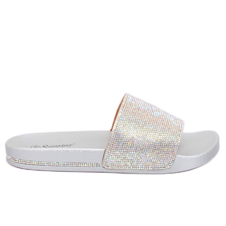 Pantuflas plateadas con circonita BG21P Plata gris