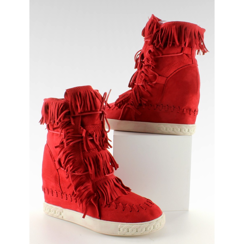 Zapatillas de ante con flecos BL-10 Red II-GAT rojo