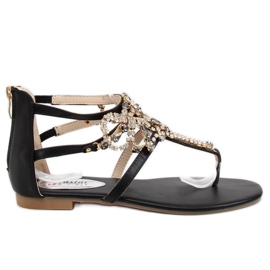 Sandalias negras con piedras JH64P Negro