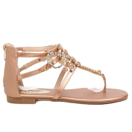 Sandalias con piedras champagne JH64P Champagne rosado