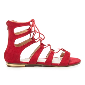 Mannika Romanos de gamuza con encuadernación rojo