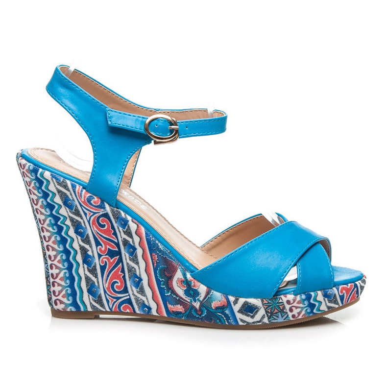 Laura Mode Sandalias de cuña retro azul