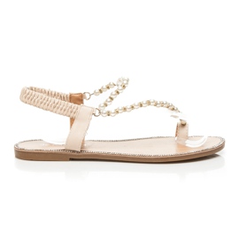 Fama Chanclas Con Perlas marrón