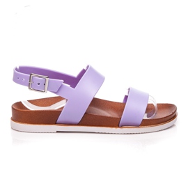 Best Shoes Sandalias planas de goma púrpura