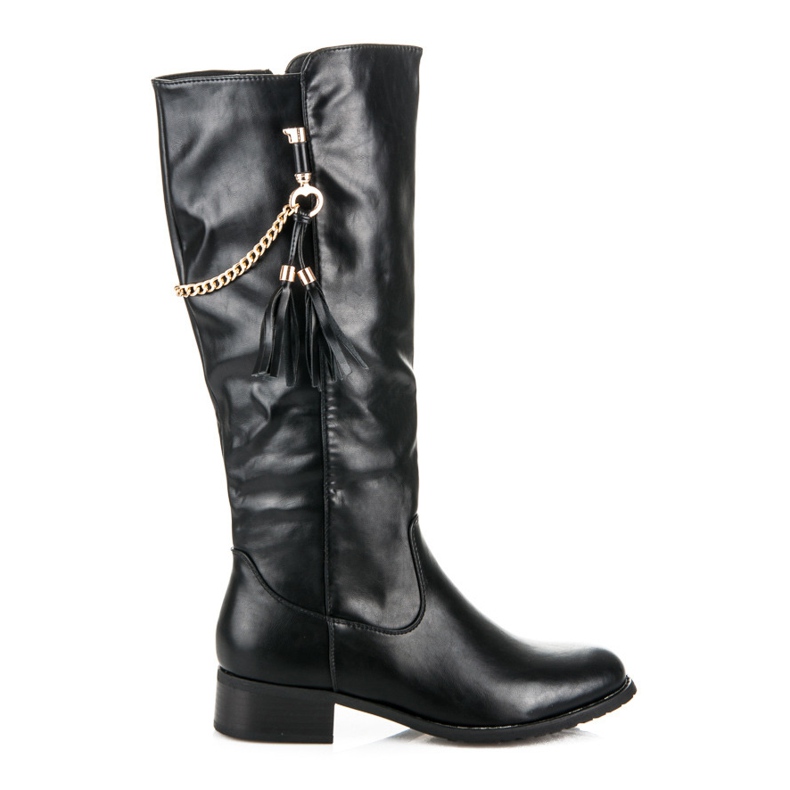 Bella Star Botas con cadena negro