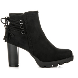 Super Me Botines de ante con flecos negro