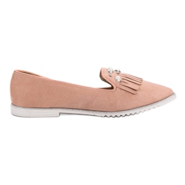 Ch. Creation Mocasines en polvo con perlas rosado