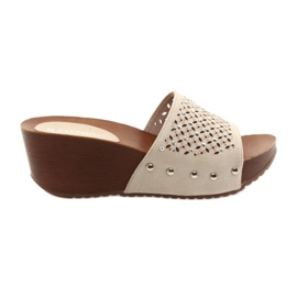 M.Daszyński Zapatillas beige Daszyński SA144-6 con circonita