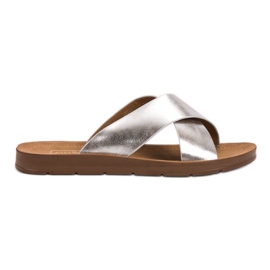 Filippo Pantuflas plateadas con estampado gris