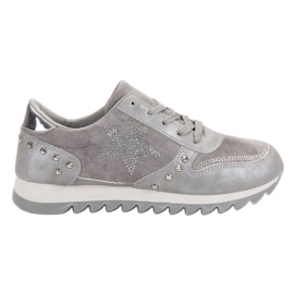 Calzado deportivo con cristales gris